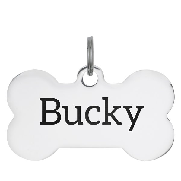 Stainless Steel Personalized Custom Bone Pet Id Tags Dog & Cat Pet Identification w/ Split Ring 50mm