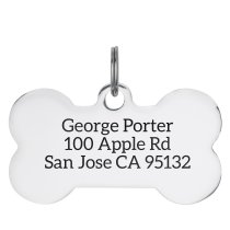 Stainless Steel Personalized Custom Bone Pet Id Tags Dog & Cat Pet Identification w/ Split Ring 50mm