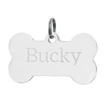 Stainless Steel Personalized Custom Bone Pet Id Tags Dog & Cat Pet Identification w/ Split Ring 50mm