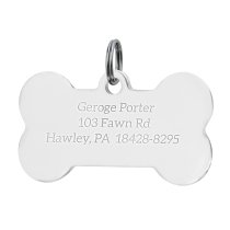 Stainless Steel Personalized Custom Bone Pet Id Tags Dog & Cat Pet Identification w/ Split Ring 50mm