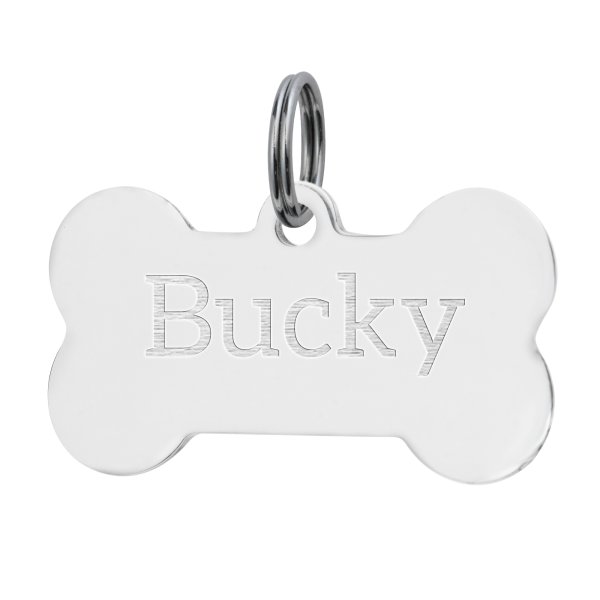 Stainless Steel Personalized Custom Bone Pet Id Tags Dog & Cat Pet Identification w/ Split Ring 40mm