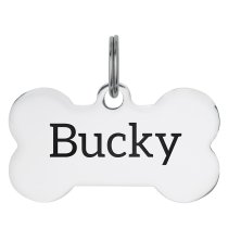 Stainless Steel Personalized Custom Bone Pet Id Tags Dog & Cat Pet Identification w/ Split Ring 40mm
