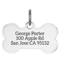 Stainless Steel Personalized Custom Bone Pet Id Tags Dog & Cat Pet Identification w/ Split Ring 40mm