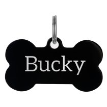 Stainless Steel Black Ip Personalized Custom Bone Pet Id Tags Dog & Cat Pet Identification w/ Split Ring 40mm