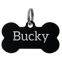 Stainless Steel Black Ip Personalized Custom Bone Pet Id Tags Dog & Cat Pet Identification w/ Split Ring 40mm
