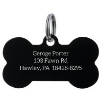 Stainless Steel Black Ip Personalized Custom Bone Pet Id Tags Dog & Cat Pet Identification w/ Split Ring 40mm