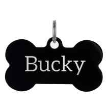 Stainless Steel Black Ip Personalized Custom Bone Pet Id Tags Dog & Cat Pet Identification w/ Split Ring 50mm