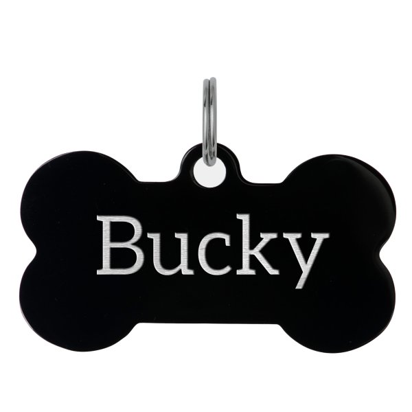 Stainless Steel Black Ip Personalized Custom Bone Pet Id Tags Dog & Cat Pet Identification w/ Split Ring 50mm