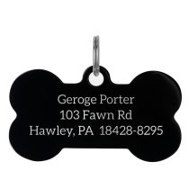 Stainless Steel Black Ip Personalized Custom Bone Pet Id Tags Dog & Cat Pet Identification w/ Split Ring 50mm