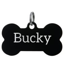Stainless Steel Black Ip Personalized Custom Bone Pet Id Tags Dog & Cat Pet Identification w/ Split Ring 50mm