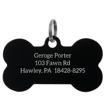 Stainless Steel Black Ip Personalized Custom Bone Pet Id Tags Dog & Cat Pet Identification w/ Split Ring 50mm