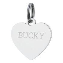 Stainless Steel Personalized Custom Heart Pet Id Tags Dog & Cat Pet Identification w/ Split Ring 23mm