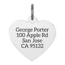 Stainless Steel Personalized Custom Heart Pet Id Tags Dog & Cat Pet Identification w/ Split Ring 30mm