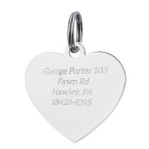 Stainless Steel Personalized Custom Heart Pet Id Tags Dog & Cat Pet Identification w/ Split Ring 30mm