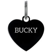 Stainless Steel Black Ip Personalized Custom Heart Pet Id Tags Dog & Cat Pet Identification w/ Split Ring 23mm