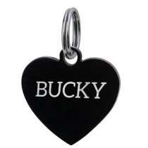 Stainless Steel Black Ip Personalized Custom Heart Pet Id Tags Dog & Cat Pet Identification w/ Split Ring 23mm