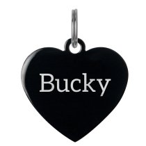 Stainless Steel Black Ip Personalized Custom Heart Pet Id Tags Dog & Cat Pet Identification w/ Split Ring 23mm