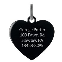 Stainless Steel Black Ip Personalized Custom Heart Pet Id Tags Dog & Cat Pet Identification w/ Split Ring 23mm