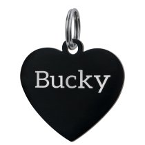 Stainless Steel Black Ip Personalized Custom Heart Pet Id Tags Dog & Cat Pet Identification w/ Split Ring 23mm