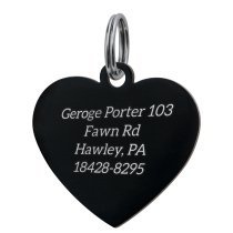 Stainless Steel Black Ip Personalized Custom Heart Pet Id Tags Dog & Cat Pet Identification w/ Split Ring 23mm