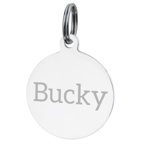 Stainless Steel Personalized Custom Round Pet Id Tags Dog & Cat Pet Identification w/ Split Ring 25mm