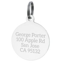 Stainless Steel Personalized Custom Round Pet Id Tags Dog & Cat Pet Identification w/ Split Ring 25mm