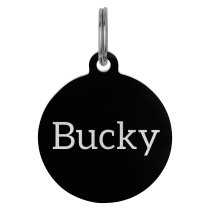 Stainless Steel Black Ip Personalized Custom Round Pet Id Tags Dog & Cat Pet Identification w/ Split Ring 25mm