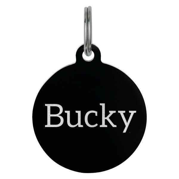 Stainless Steel Black Ip Personalized Custom Round Pet Id Tags Dog & Cat Pet Identification w/ Split Ring 25mm