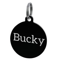 Stainless Steel Black Ip Personalized Custom Round Pet Id Tags Dog & Cat Pet Identification w/ Split Ring 25mm