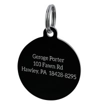 Stainless Steel Black Ip Personalized Custom Round Pet Id Tags Dog & Cat Pet Identification w/ Split Ring 25mm