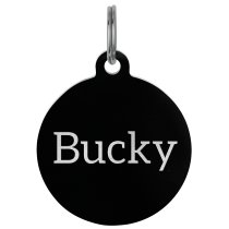 Stainless Steel Black Ippersonalized Custom Round Pet Id Tags Dog & Cat Pet Identification w/ Split Ring 30mm