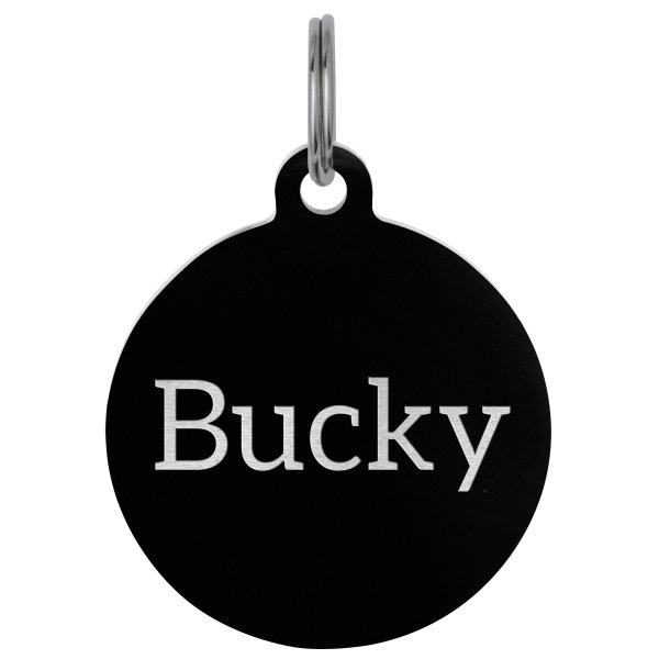 Stainless Steel Black Ippersonalized Custom Round Pet Id Tags Dog & Cat Pet Identification w/ Split Ring 30mm
