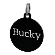 Stainless Steel Black Ippersonalized Custom Round Pet Id Tags Dog & Cat Pet Identification w/ Split Ring 30mm