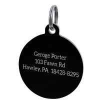 Stainless Steel Black Ippersonalized Custom Round Pet Id Tags Dog & Cat Pet Identification w/ Split Ring 30mm