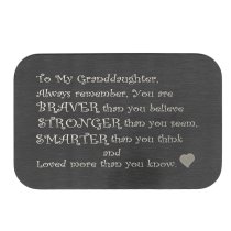Stainless Steel Braver Stronger Smarter Granddaughter Personalized Photo Engraved Metal Wallet Mini Love Insert Note Card