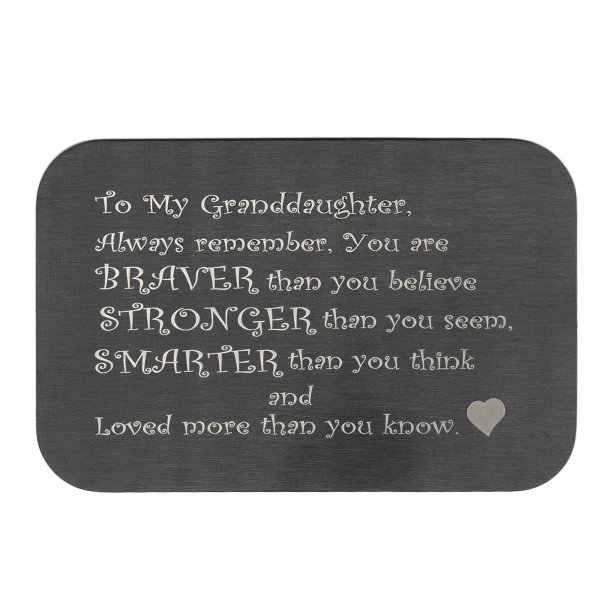 Stainless Steel Braver Stronger Smarter Granddaughter Personalized Photo Engraved Metal Wallet Mini Love Insert Note Card