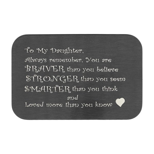 Stainless Steel Braver Stronger Smarter Daughter Personalized Photo Engraved Metal Wallet Mini Love Insert Note Card