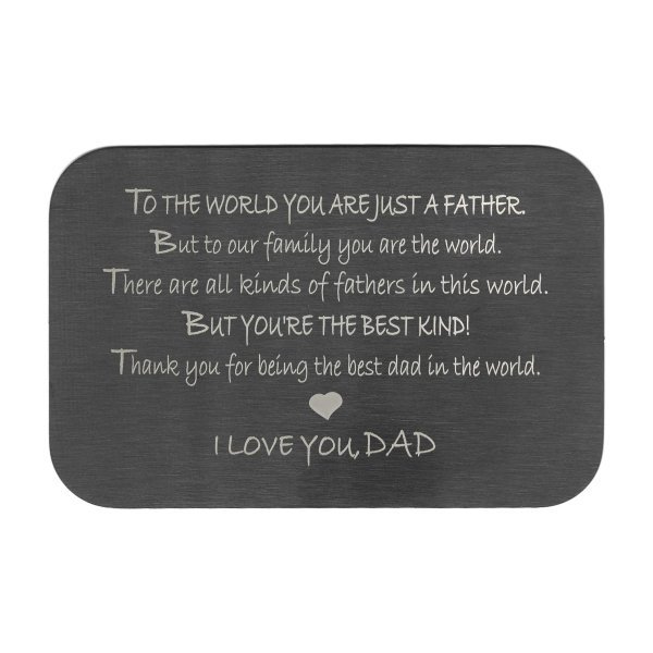 Stainless Steel Love Dad Personalized Photo Engraved Metal Wallet Mini Love Insert Note Card