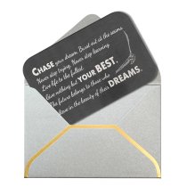 Stainless Steel Chase Your Dream Engraved Metal Wallet Mini Love Insert Gift Note Card