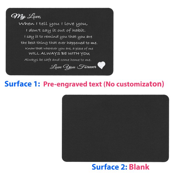 Love You Forever Engraved Metal Wallet Mini Insert Card