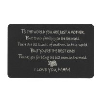 Anodized Aluminum Black Mother ″I Love You Mom″ Personalized Photo Custom Engrave Metal Wallet Mini Love Insert Gift Note Card