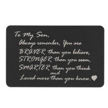Braver Stronger Smarter Son Personalized Photo Custom Engrave Metal Wallet Mini Love Insert Gift Note Card