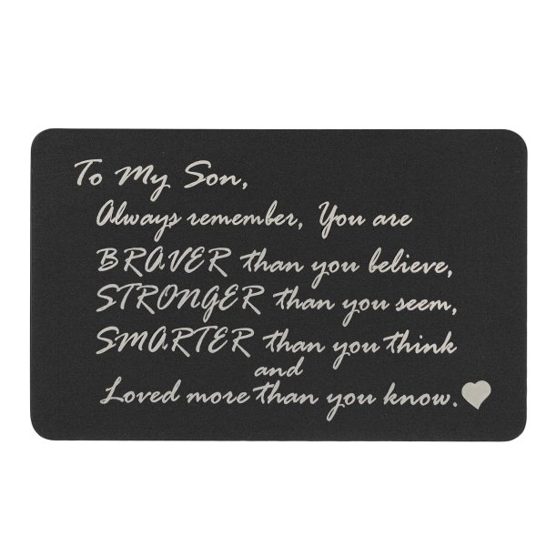 Braver Stronger Smarter Son Personalized Photo Custom Engrave Metal Wallet Mini Love Insert Gift Note Card