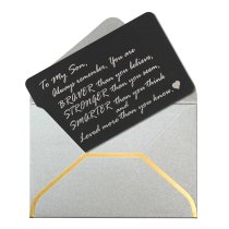 Personalized Text Engraving Metal Wallet Mini Love Insert Gift Note Card