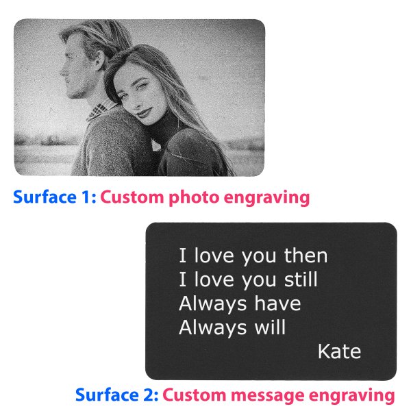 Personalized Photo / Text Custom Engraved Metal Wallet Mini Love Insert Card