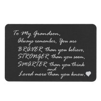 Braver Stronger Smarter Grandson Personalized Photo Engraved Metal Wallet Mini Insert Card