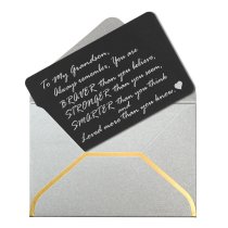 Braver Stronger Smarter Grandson Personalized Photo Engraved Metal Wallet Mini Insert Card