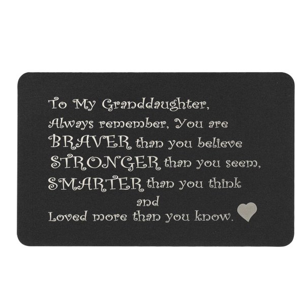 Braver Stronger Smarter Granddaughter Personalized Photo Engraved Metal Wallet Mini Insert Card