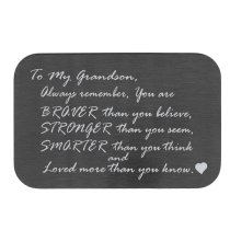 Stainless Steel Braver Stronger Smarter Grandson Personalized Photo Engraved Metal Wallet Mini Love Insert Note Card