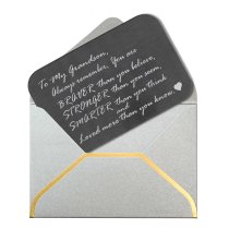 Stainless Steel Braver Stronger Smarter Grandson Personalized Photo Engraved Metal Wallet Mini Love Insert Note Card